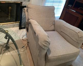 #66 Power Recliner (back only) Farrel Brand Cream w/Nailhead Trim w/ottoman - 19" Seat Width (smaller Frame) $100.00