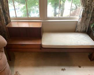 #11 Wood Mid-Century Stool w/sliding Door to Cabinet & 1 Drawer - 62x20x24 (as is finish) $300.00