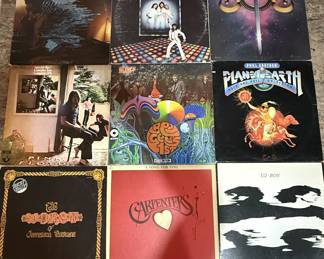Vintage Vinyl Record Albums, The BeeGees, The Carpenters, U2 Boy, Saturday Night Fever, Jefferson Airplane "The Worst Of" Album, 