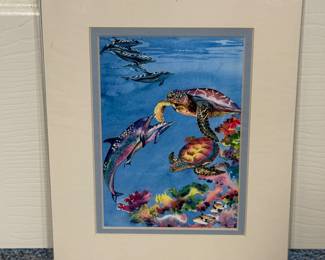 “Undersea Curiosity” Karen Spachner signed by artist and numbered 32/100. Giclee print of a watercolor by they artist. 