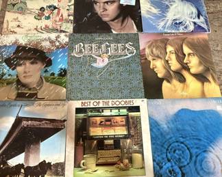 Vintage Vinyl Record Albums - The Bee Gees, Emerson Lake and Palmer, The Doobies, Fleetwood Mac