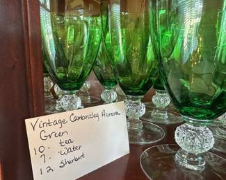 Cambridge Aurora green goblets