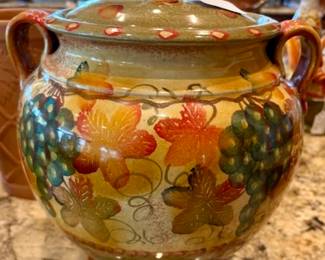 Modigliani Hand Made And Painted Ceramic Canister.