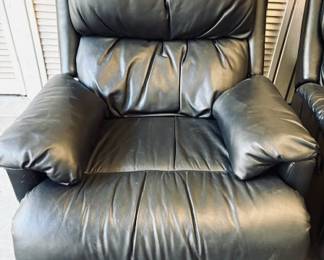 Large Black Leather Recliners. (2)
