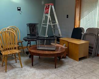Kitchen Chairs, Fish & Reptile Tanks, Ladder, Coffee Table, Night Stands, Folding Chairs