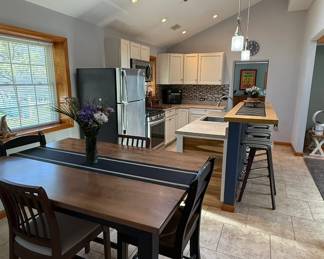 Dining Table, Chairs, Stools