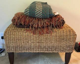 Seagrass Bench And Throw Blankets