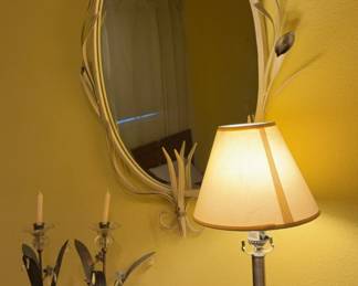 Lily Metal Mirror Floral Candle Stick Lenox Clock and Lamp