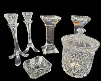 Lidded Crystal Candy Jar Glass Candle Holders And More