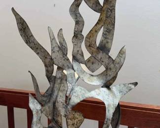 MidCentury Brutalist Metal Flame Sculpture