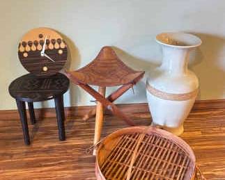 Leather Stool Decorative Vase Clock and More