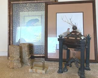 Stone Book Ends And Bird Art