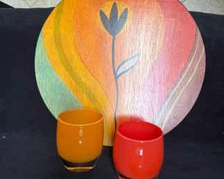 Glassy Baby Votives and Painted and Signed Lazy Susan