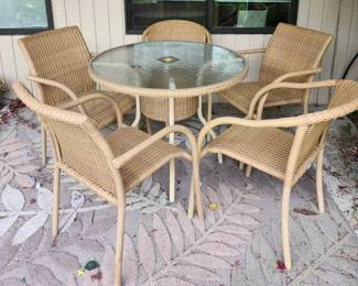 Glass Patio Table 5 Chairs