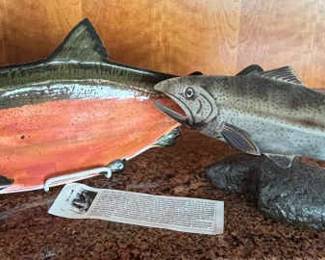 Hand Painted Salmon Platter Metal Art Salmo