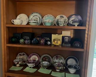 Antique individual tea cups and saucers, Vintage decorative paperweights