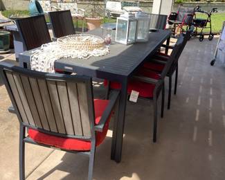 Patio set - with new red cushions