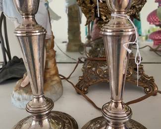 Sterling Silver weighted candle holders 642 grams each