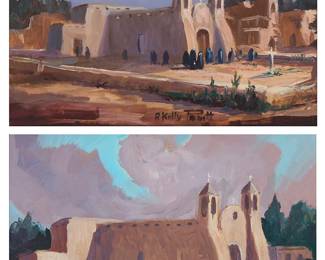 265
A. Kelly Pruitt
(1924 - 2009)
Two works: San Francisco de Asís Mission Church, Taos
Each: Oil on Masonite
Each: Signed lower right: A. Kelly Pruitt
Each: 9" H x 12" W
Estimate: $500 - $700