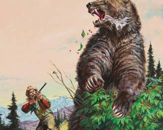 120
Earl Norem
(1923-2015)
Hunter and bear
Gouache on board
Signed lower right: Norem
Sight: 20.75" H x 16" W
Estimate: $1,000 - $1,500