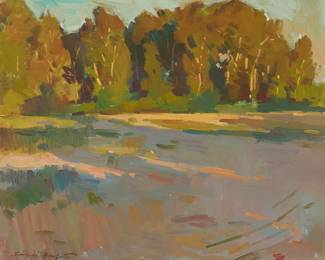 131
Sergei Bongart
(1918-1985)
"Afternoon Light"
Oil on Masonite
Signed lower left: Sergei Bongart; titled on a label affixed to the frame's verso; inscribed "29" in marker on the frame's verso
24" H x 30" W
Estimate: $600 - $800