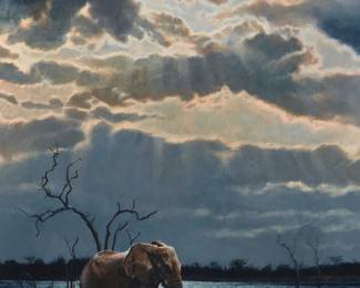 150
Matthew Hillier
(b. 1958)
"The Sentinel," 2000
Oil on Masonite
Signed and dated lower right: Matthew Hillier 2000 ©; titled by repute
20" H x 16.25" W
Estimate: $1,500 - $2,000