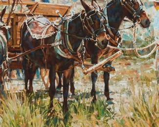 118
Jason Rich
(b. 1971)
"Waiting in Echo Canyon"
Oil on Masonite
Signed lower right: J. Rich; titled verso
30" H x 24" W
Estimate: $3,000 - $5,000
