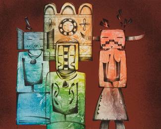 35
Pablo Antonio Milan
(1961-2017)
"Four Riders"
Screenprint in colors on wove paper
Edition: An artist's proof, aside from the edition of 135
Signed and inscribed in white pencil in the lower edge: Pablo Antonio Milan / "AP"
Image/Sheet: 22" H x 30" W
Estimate: $200 - $400