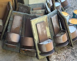 Slate & copper light sconces