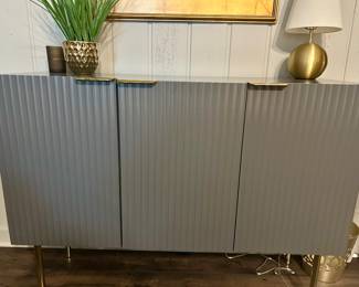 Gray cabinet (or credenza)