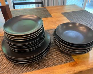 Crate and Barrel matte black dishes