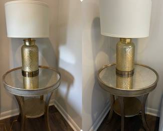 Pair of matching end tables and lamps