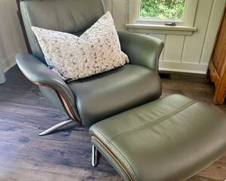 pair of matching IMG (Norway) chairs & ottomans
