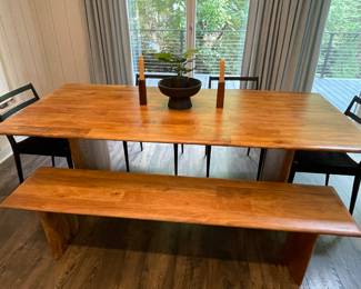 West Elm table measures 6’ by 3’2” & bench ,