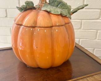 Ceramic pumpkin tureen with ladle