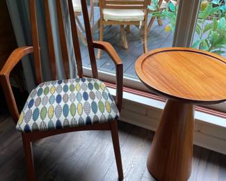 Mid-century style chair, and mushroom shape end table
