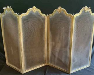 Antique Brass Fireplace Screen
