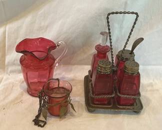 Cranberry Glass Cruet Set More