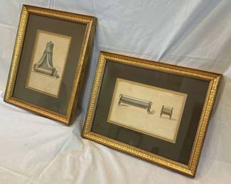 Framed Sketches of 19th Century Furnishings
