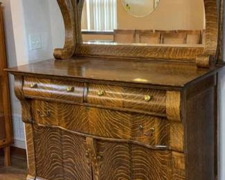  05 Antique Tiger Oak Sideboard Buffet