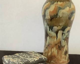 Large Pottery Vase and Trinket Box