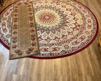 Turkish Main Design Large Area Rug with Rose Runner