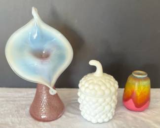 Murano Blown Glass Vase, Made In Japan Vase, Milk Glass