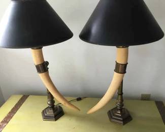 004 1976 CHAPMAN Faux Tusk Lamp Pair