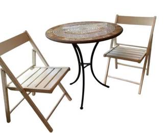 Mosaic Table with Folding Chairs