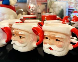 santa mugs, christmas decor, seasonal items 