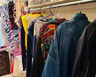 vintage jackets, jean jackets, scarves , blankets 