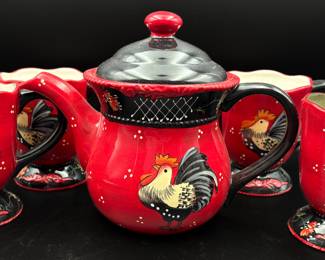 Maxcera Ref Rooster Teapot and Mugs