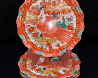 Arita Imari Peacock Porcelain Salad Plates