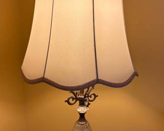 Pair with f Vintage Glass and Brass Table Lamos